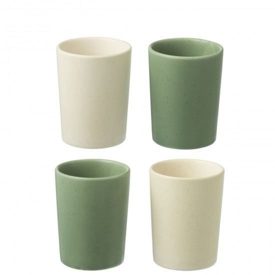 J Line Box Of 4 Cups Ceramics Green White coffee cups.