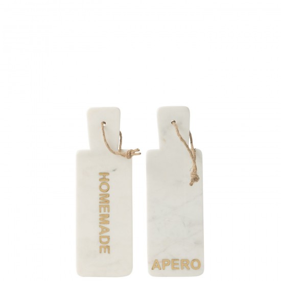J Line Cheese Board Rectangle Apero Homemade Marble White Assortment Of 2 chopping boards.