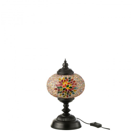 Jline Tischlampe Mosaik Glas Metall Orange Birnen Leuchtmittel.