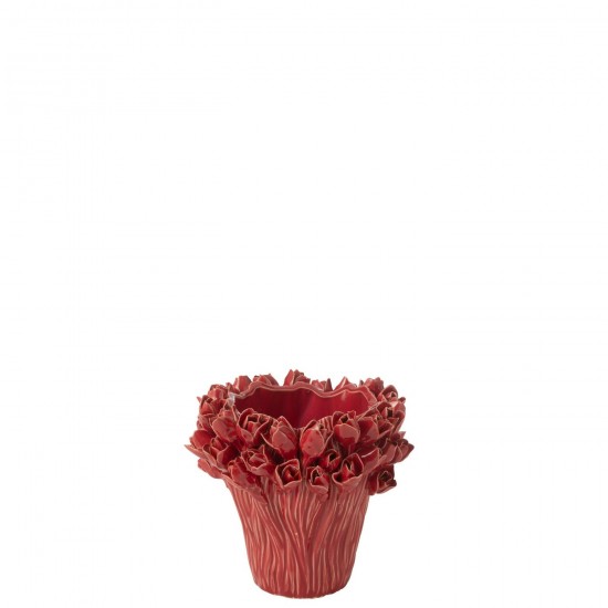 Jline Vaas Ambrosia Keramiek Rood Small.