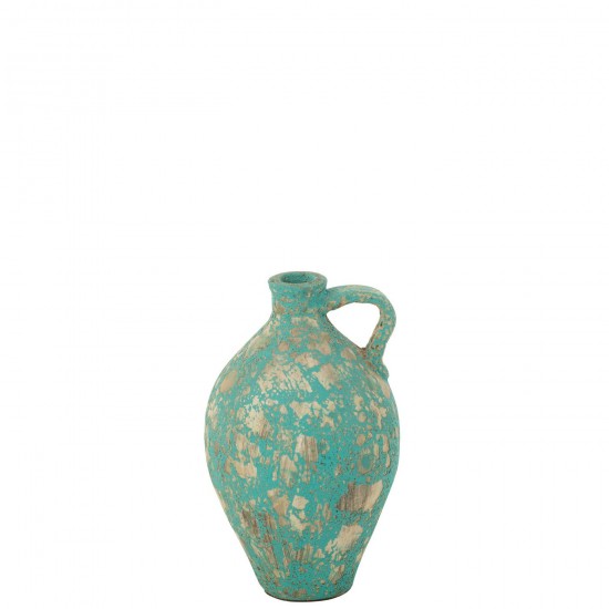 J Line Vase Carafe Antique Clay Cement Azur.