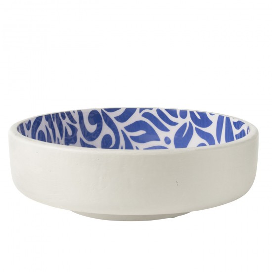 Jline Salatschüssel Blumenmuster Mangoholz Blau Weiß salatschuesseln.