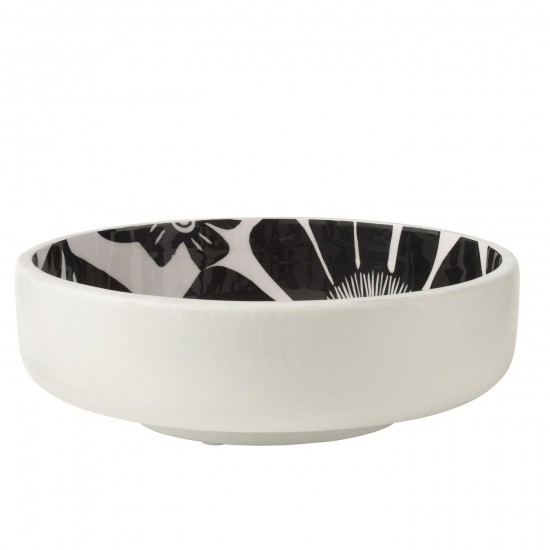 Jline Salatschüssel Blumenmuster Mangoholz Schwarz Weiß salatschuesseln.