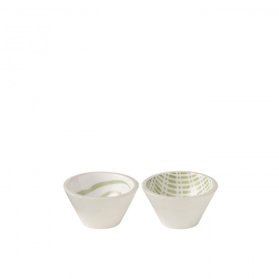 J Line Bowl Mango Wood Green White Small Assortment Of 2 bowls.