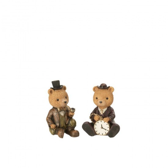 J Line Bear Sitting Pipe Clock Stone Multicolored Assortment Of 2 bears.