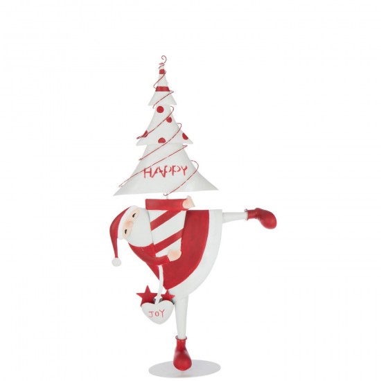 J Line Babbo Natale Led Albero Ferro Rosso Natale Bianco Large Papá Noel Led Árbol Plancha Rojo Navidad Blanco Large.