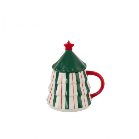 J Line Mug Lid Christmas Tree Dolomite Multicolored Mugs.