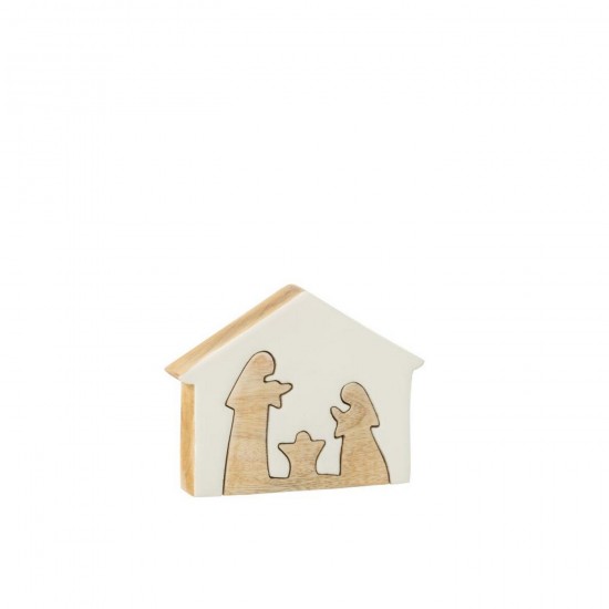 J Line Nativity In House Mango Wood White Natural Medium cribs nativity scenes.