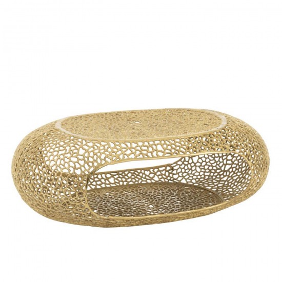 Jline Mesa Baja Óvalo Aluminio Dorado Large.