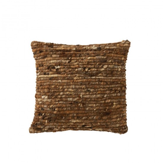 J Line Cushion Woven Wool Brown cushion.