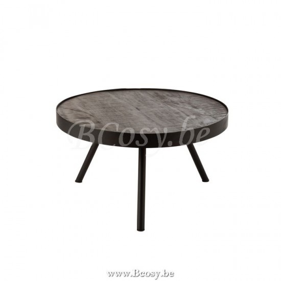 J Line Jline Tavolino Fien Lungo Legno Di Mango Ferro Marrone Scuro Nero Mesa Auxiliar Fien Bajo Madera De Mango Hierro Marron Oscuro Negro