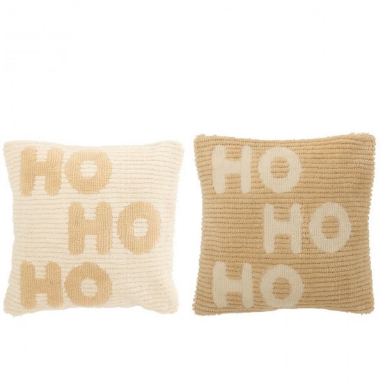 J Line Cushion Hohoho Polyester White Beige Assortment Of 2 cushion.
