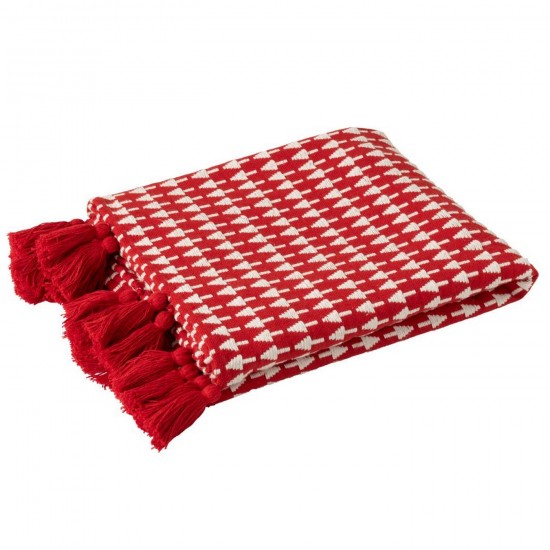 J Line Blanket Christmas Trees Cotton Christmas Red White throw.