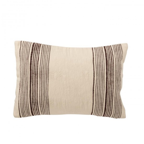 J Line Cushion Rectangle Striped Cotton Ecru Dark Brown cushion.