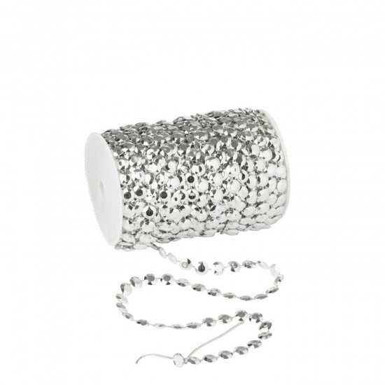 J Line Garland Roll 30M Ps Silver Colored garlands hanging.