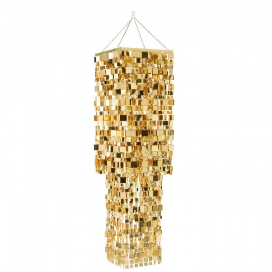 J Line Paralume Candeliere Quadrato Pvc Oro Large Pantalla Candelabro Cuadrado Pvc Dorado Large.