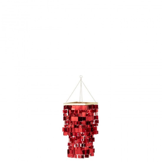 J Line Paralume Candeliere Quadrato Pvc Rosso Small Pantalla Candelabro Cuadrado Pvc Rojo Small.