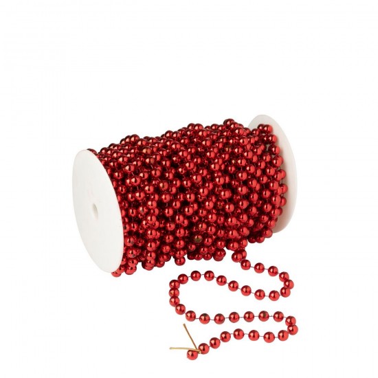 J Line Garland Roll 20M Large Beads Ps Red decorative ribbons.