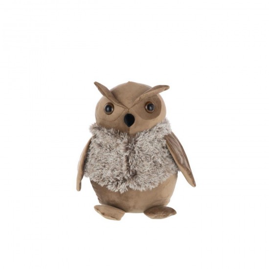 J Line Doorstop Owl Jacket Polyester Camel Beige doorstops.
