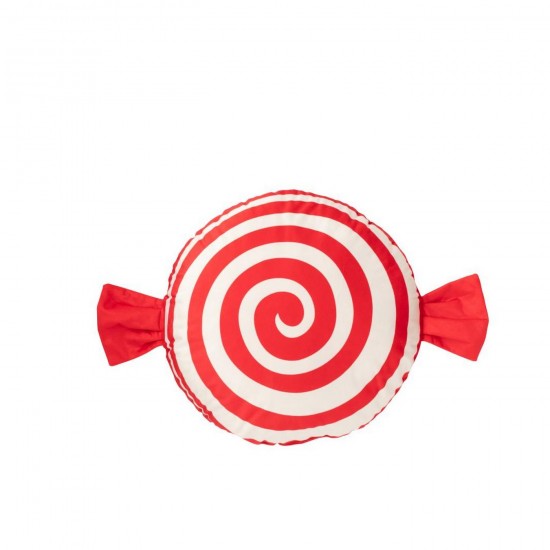 J Line Cushion Candy Polyester Red White cushion.