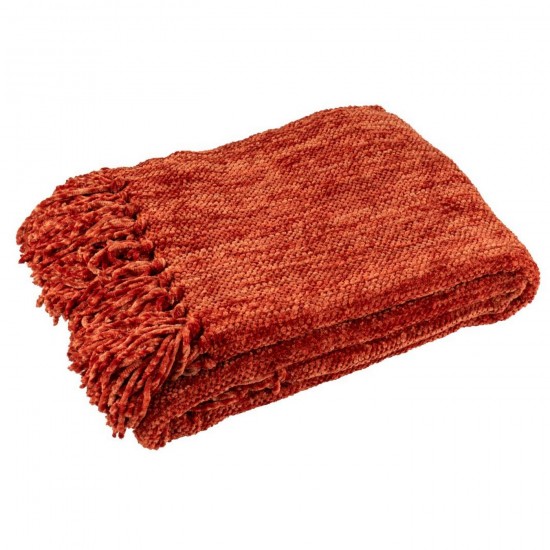 J Line Blanket Chenille Polyester Rust Brown throw.