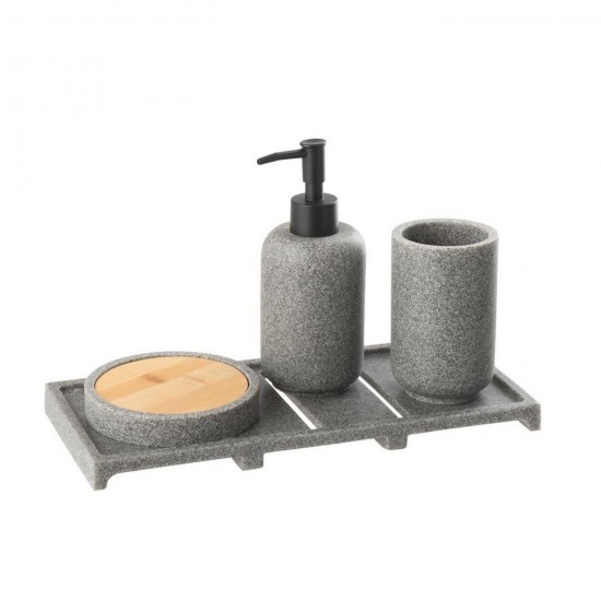 J Line Soap Dispenser On Tray Polyresin Dark Grey Natural soap dispensers.