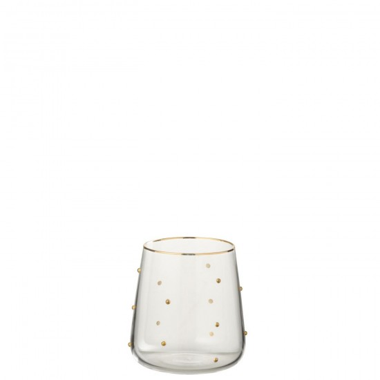 Jline Drinkglas Stippen Glas Transparant Goudkleurig.