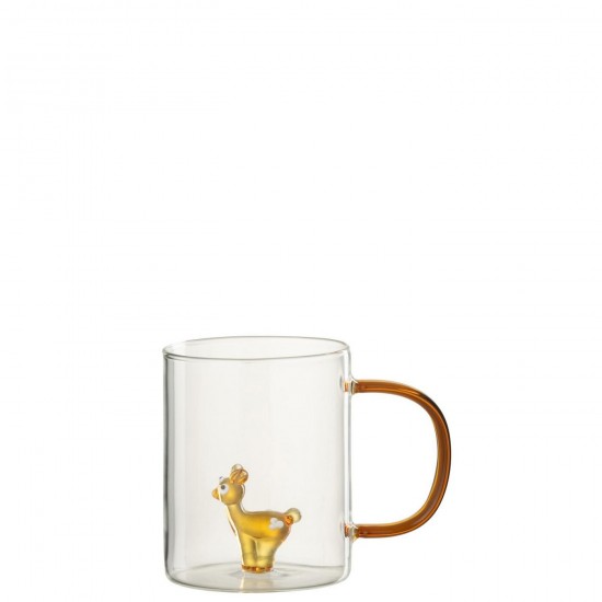 Jline Drinkglas Rendier Glas Transparant Meerkleurig.