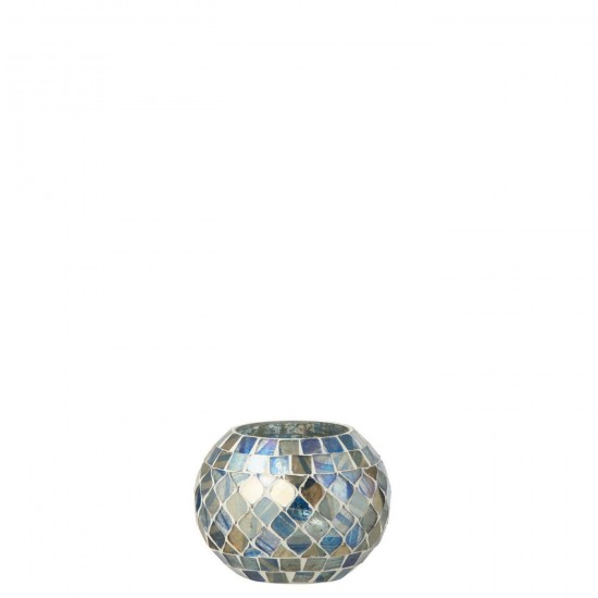 Jline Windlicht Mosaik Glas Grau Blau t lichthalter teelichtleuchter teelichte.