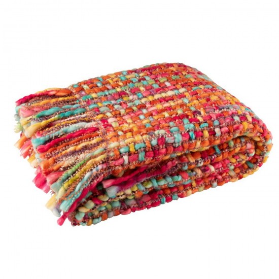 J Line Blanket Knitted Acrylic Multicolored throw.