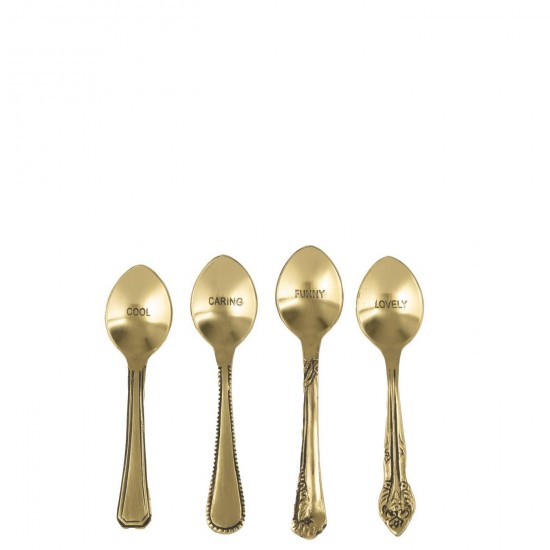 J Line Box Of 4 Spoon Brass Gold Colored cutlery.