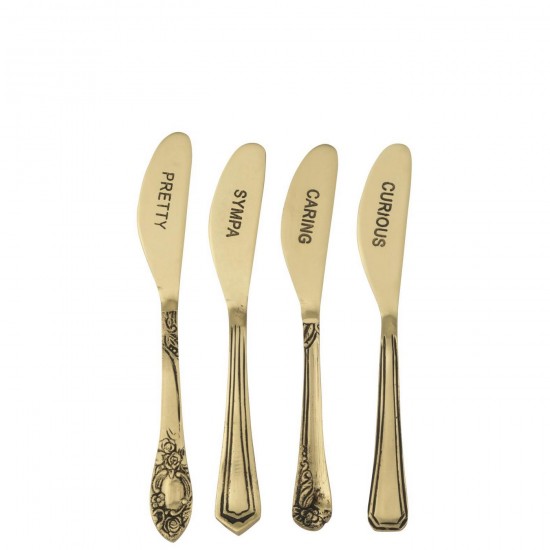 J Line Box Of 4 Spreader Brass Gold Colored cutlery.
