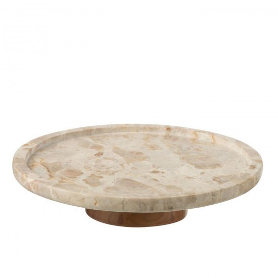 J Line Serving Board Turning Round Marble Beige Natural serving trays.