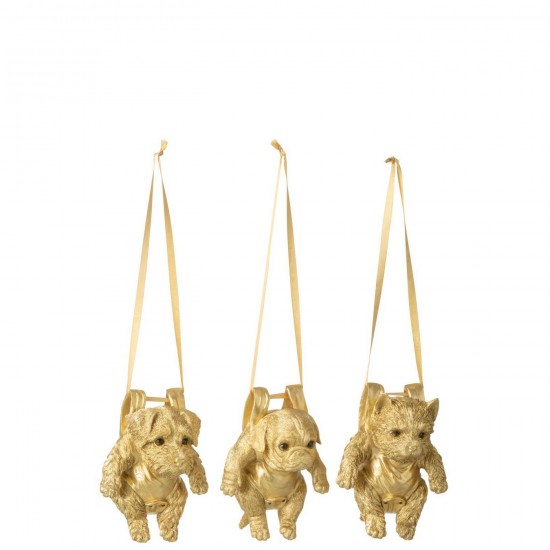J Line Dog Resin Gold Colored Assortment Of 3 pendants.