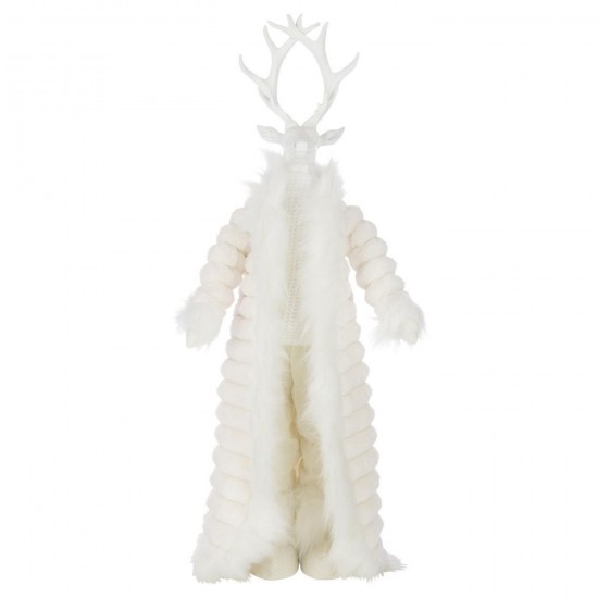 J Line Deer Standing Coat Polyester White Large deer.
