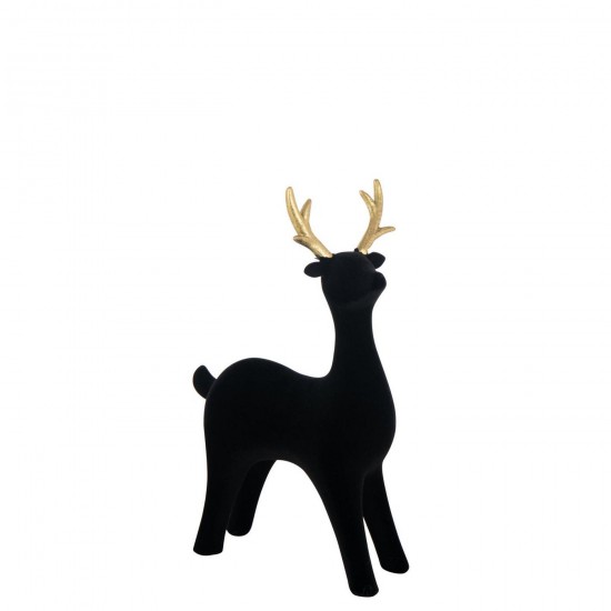 J Line Reindeer Velvet Polyresin Black Large reindeers.