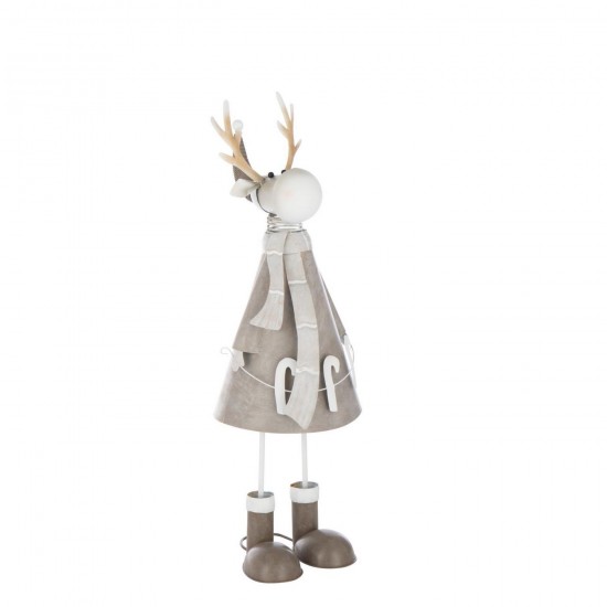 J Line Reindeer Candy Cane Metal Greige Large reindeers.