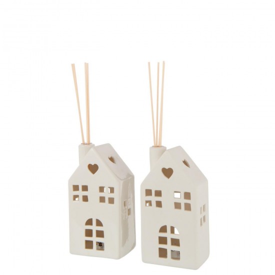 Jline Jarrón Led House Heart Arcilla Blanco Surtido De 2.