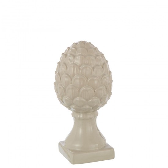 J Line Pinecone On Base Shiny Porcelain Beige Large.