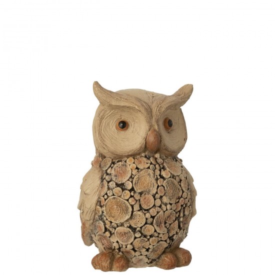 J Line Owl Wood Imitation Polyresin Natural Large owls.