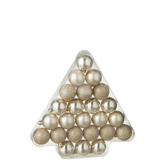 Jline Doos Van 24 Kerstbal Plastiek Lichtbeige.