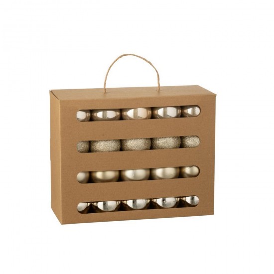 J Line Box Of 40 Christmas Bauble Plastic Champagne Colored box of baubles.