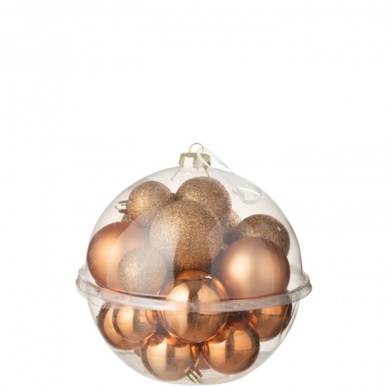 Jline Doos Van 24 Kerstbal Plastiek Oranje.