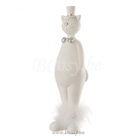 J Line Jline Cat With Hat Poly White Silver Large cats