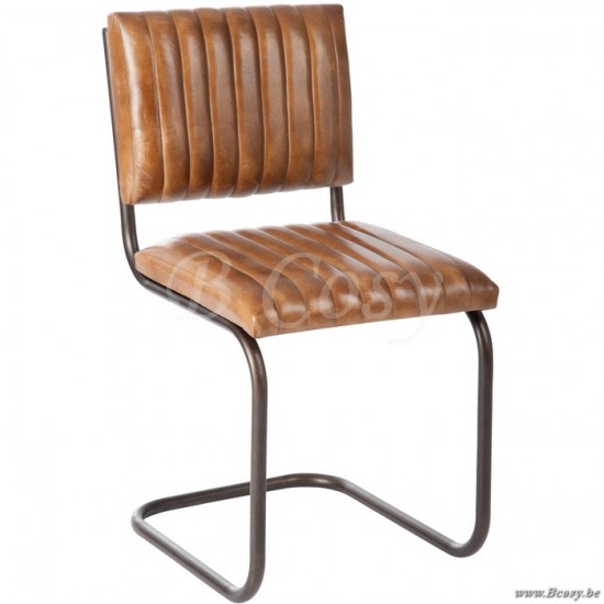 J Line 65016 design stoel modern leder metaal cognac j line Vintage stijl cognac lederen stoel in leder lederen stoelen eetkamerstoelen eethoekstoelen eettafelstoelen eetstoe
