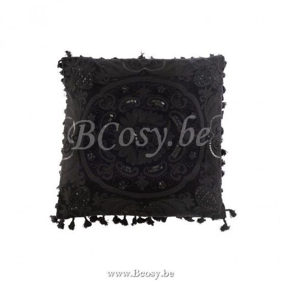 J Line Jline Kissen Marokkanisch Baumwolle Schwarz kissen