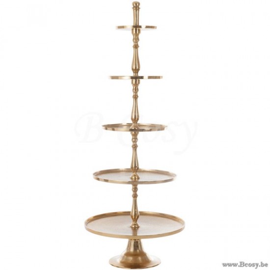 J Line Jline Vassoio 5 Livelli Rotondo Alluminio Oro Bandeja 5 Niveles Redondo Aluminio Oro