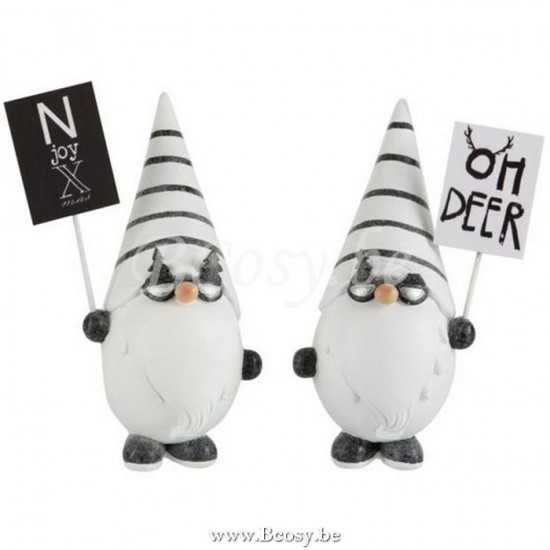 J Line Jline Kerstman Plakkaat Poly Zwart Wit Small Assortiment Van 2