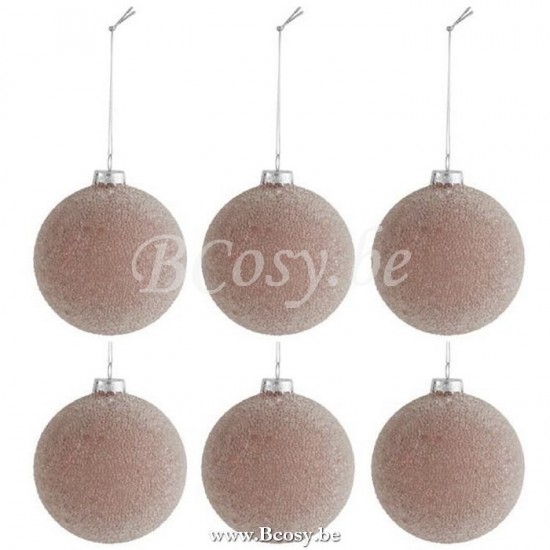 J Line Jline Doos Van 6 Kerstbal Parels Glas Mat Grijs Small