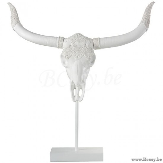 J Line Jline Schedel Hert Op Voet Polyresine Wit